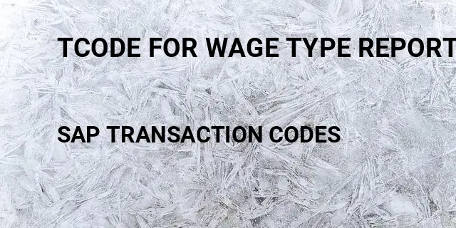 Tcode for wage type report Tcode in SAP