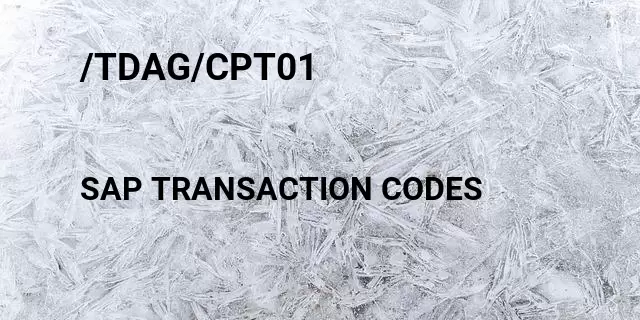 /tdag/cpt01 Tcode in SAP