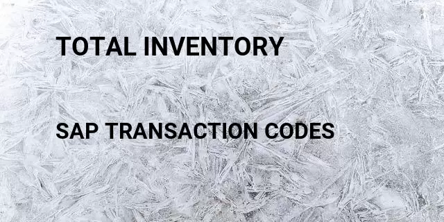 Total inventory Tcode in SAP