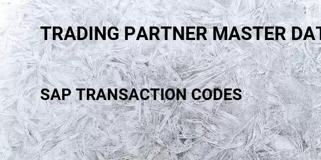 Trading partner master data Tcode in SAP