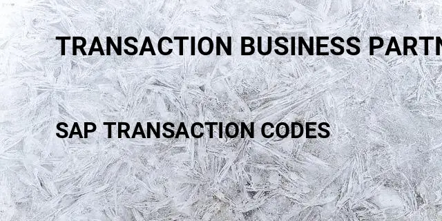 Transaction business partner Tcode in SAP