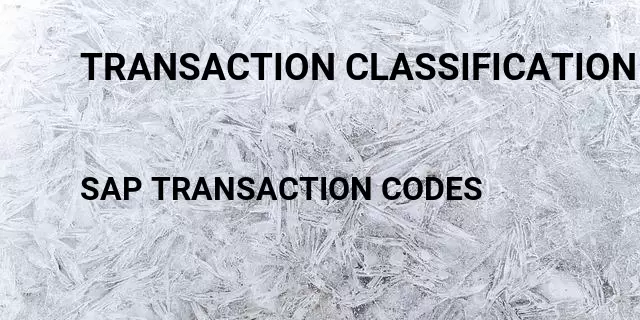 Transaction classification Tcode in SAP