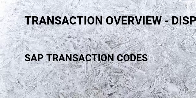 Transaction overview - display Tcode in SAP