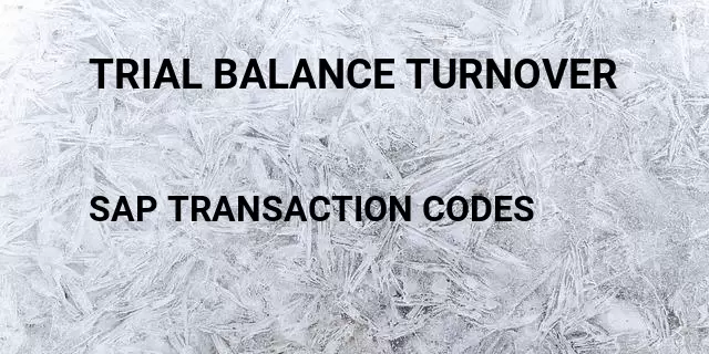 Trial balance turnover Tcode in SAP