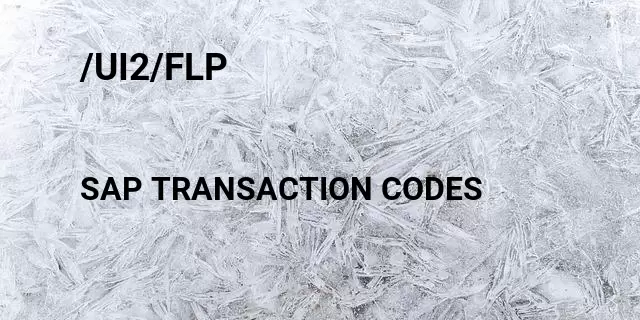 /ui2/flp Tcode in SAP