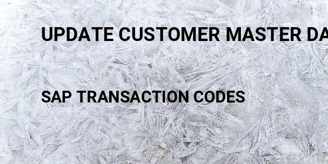Update customer master data Tcode in SAP