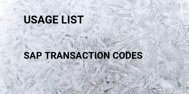 Usage list Tcode in SAP