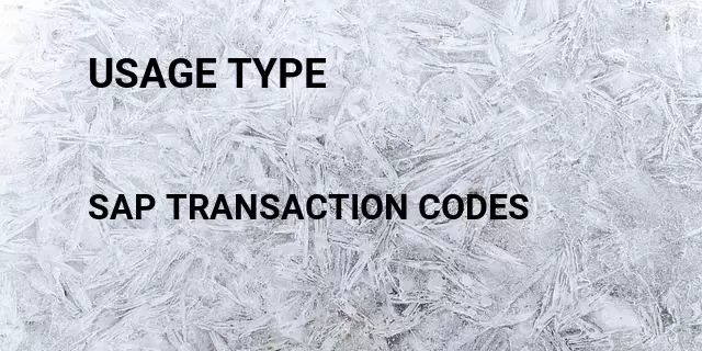 Usage type Tcode in SAP