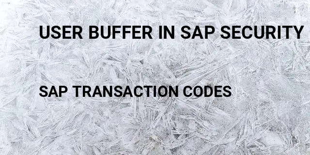 User buffer in sap security Tcode in SAP