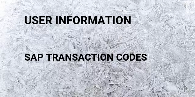 User information Tcode in SAP