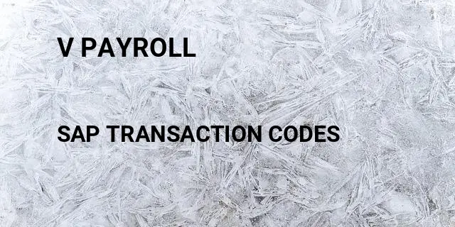 V payroll Tcode in SAP