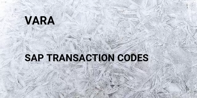 Vara Tcode in SAP