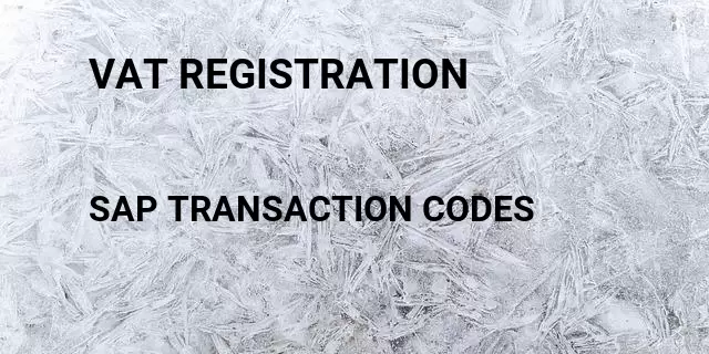 Vat registration Tcode in SAP