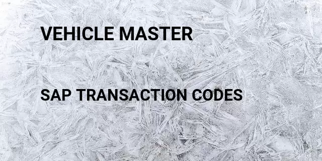 Vehicle master Tcode in SAP