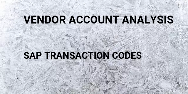 Vendor account analysis Tcode in SAP