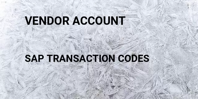 Vendor account Tcode in SAP