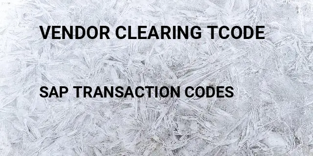 Vendor clearing tcode Tcode in SAP