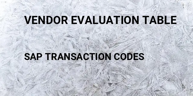 Vendor evaluation table Tcode in SAP