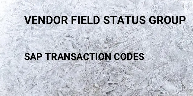 Vendor field status group Tcode in SAP