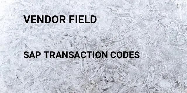 Vendor field Tcode in SAP