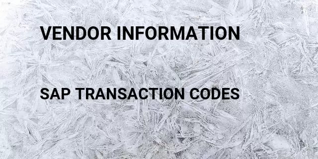Vendor information Tcode in SAP