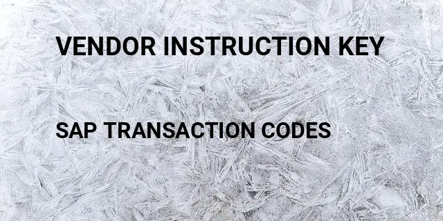 Vendor instruction key Tcode in SAP