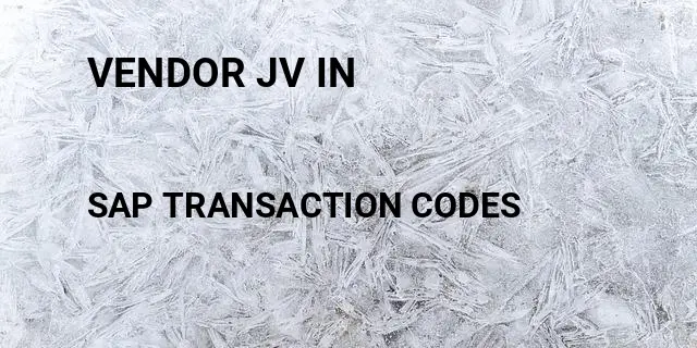 Vendor jv in Tcode in SAP