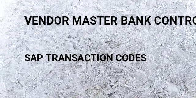 Vendor master bank control key Tcode in SAP