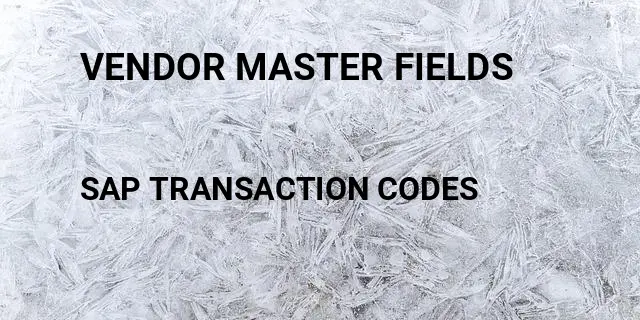 Vendor master fields Tcode in SAP