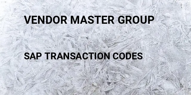 Vendor master group Tcode in SAP