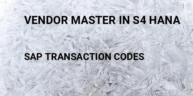 Vendor master in s4 hana Tcode in SAP