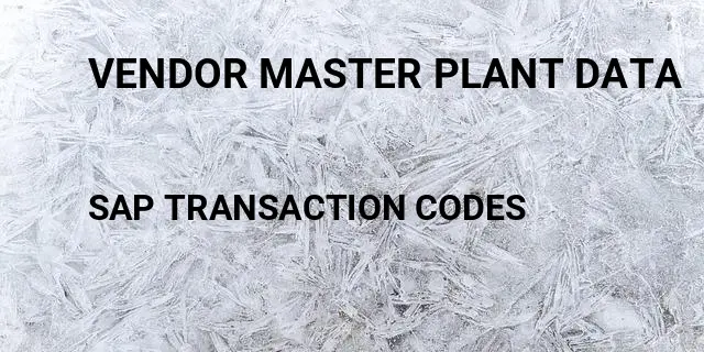 Vendor master plant data Tcode in SAP
