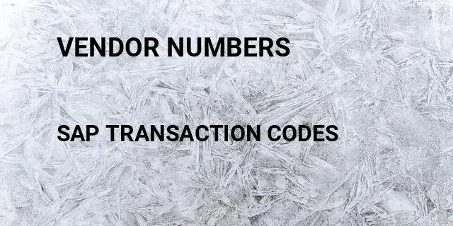 Vendor numbers Tcode in SAP