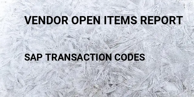 Vendor open items report Tcode in SAP