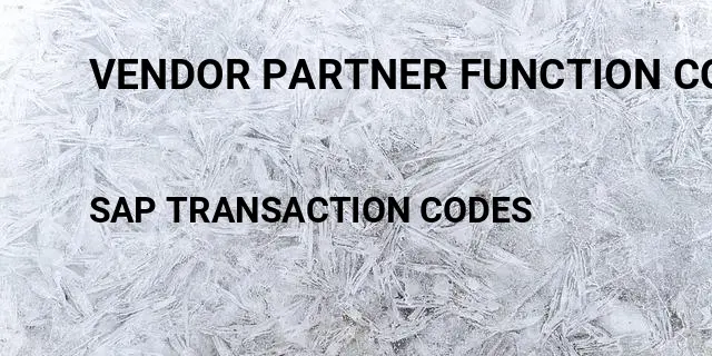 Vendor partner function configuration Tcode in SAP