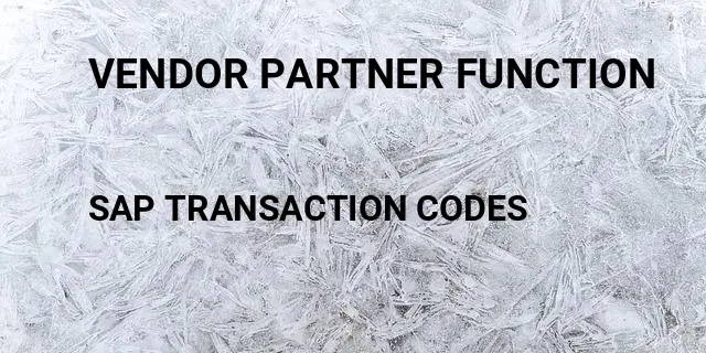 Vendor partner function Tcode in SAP