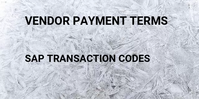 Vendor payment terms Tcode in SAP