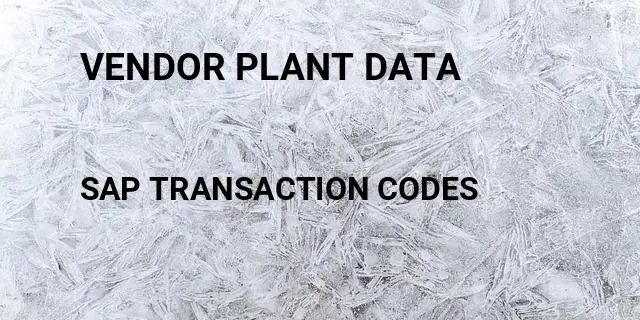 Vendor plant data Tcode in SAP