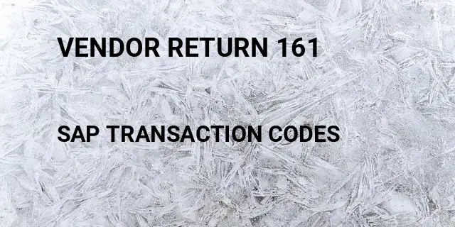 Vendor return 161 Tcode in SAP