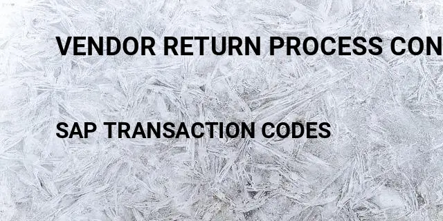 Vendor return process configuration Tcode in SAP
