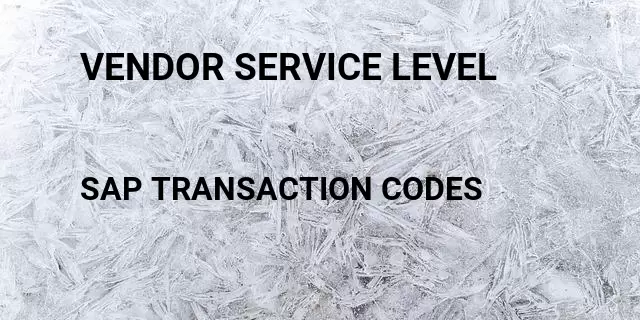 Vendor service level Tcode in SAP