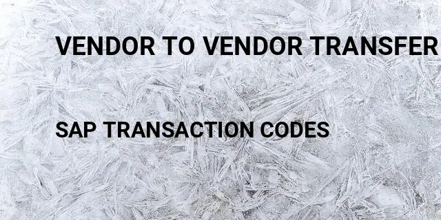 Vendor to vendor transfer in Tcode in SAP