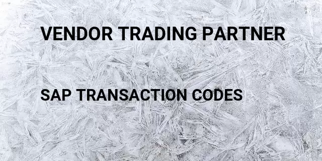 Vendor trading partner Tcode in SAP