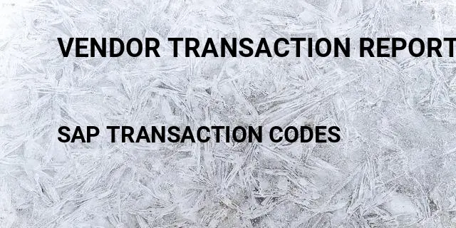 Vendor transaction report Tcode in SAP