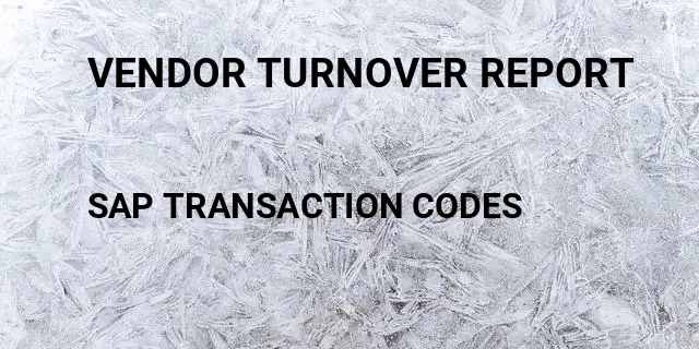 Vendor turnover report Tcode in SAP