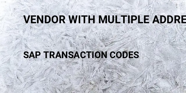 Vendor with multiple addresses Tcode in SAP