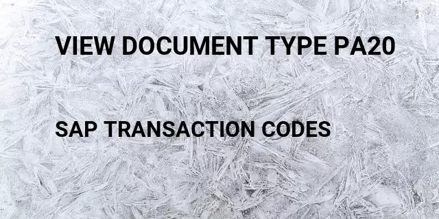 View document type pa20 Tcode in SAP