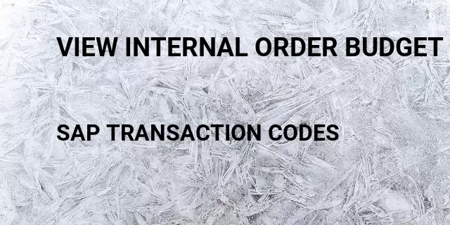 View internal order budget Tcode in SAP