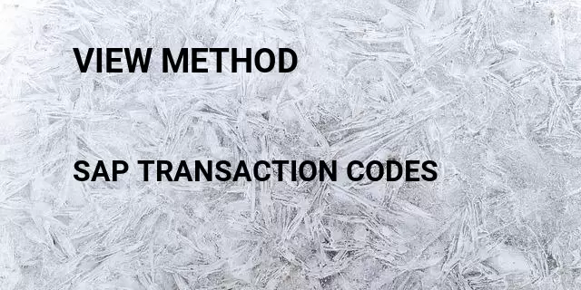 View method Tcode in SAP