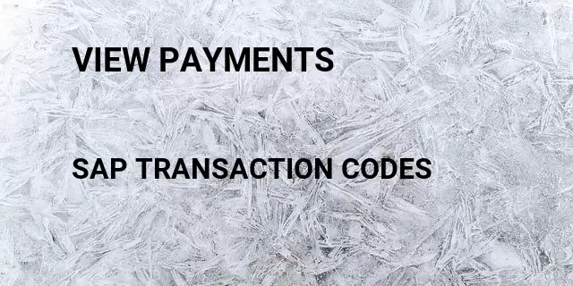 View payments Tcode in SAP